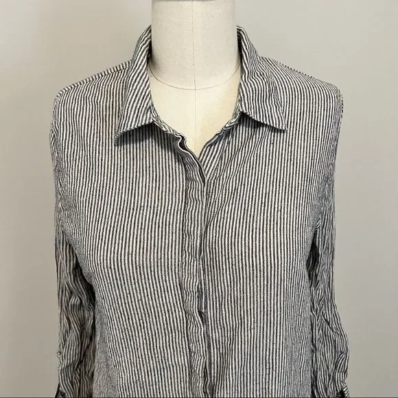 Anthropologie Sunday In Brooklyn Wiley  Striped Button Down Cotton Blouse - Picture 3 of 11